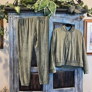 Soft Sage Green, two piece lounge wear.